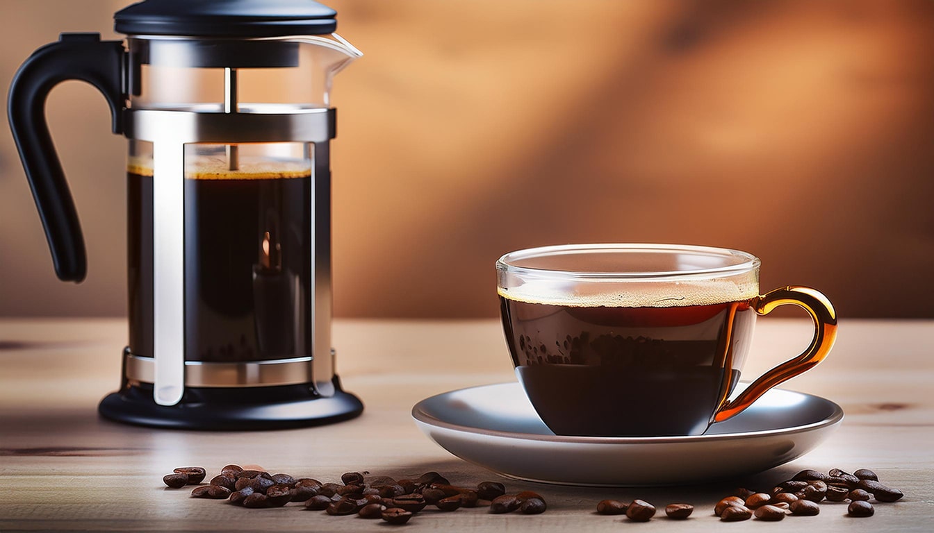 Perfectly Brewed French Press Coffee in a Cup