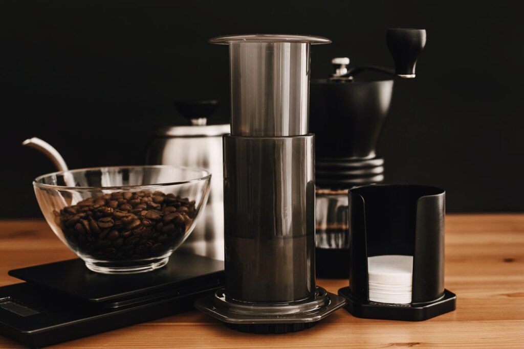 How to Use an Aeropress — AeroPress Kit AeroPress Kit Neatly Arranged on a Countertop