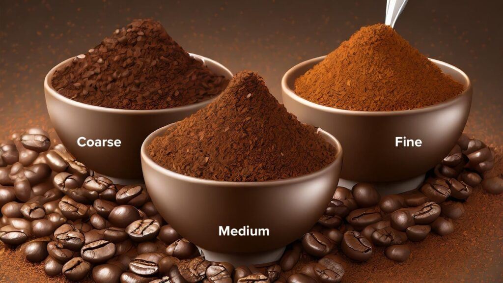 How to Use an Aeropress — Grind Sizes Close-Up of Three Grind Sizes—Coarse, Medium, Fine—for AeroPress Brewing