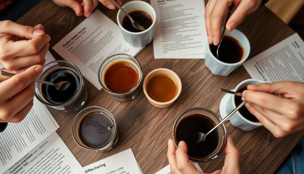 Coffee Roasting Profiles — Coffee Tasting or Cupping Session with Multiple Cups Coffee Tasting Session with Multiple Cups Exploring Roast Profiles