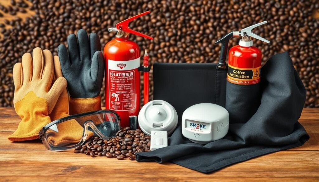 Home vs Commercial Coffee Roasting — Coffee Roasting Safety Gear Protective Gear for Coffee Roasting Including Gloves, Goggles, and Fire Extinguishers
