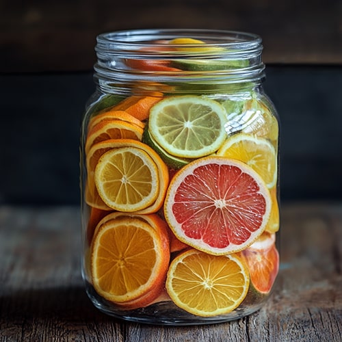 Coffee Aroma and Taste — Citrus Notes in Coffee Jar Filled with Various Citrus Fruit Slices