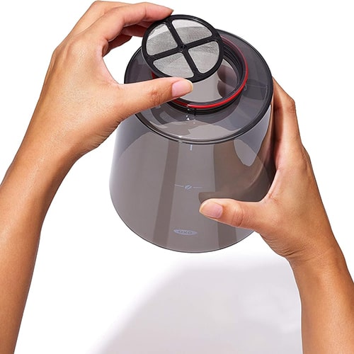 Coffee Gear Problems — Cold Brew Coffee Maker with Gasket OXO Cold Brew Coffee Maker Showing Gasket Details to Highlight Potential Leak Points