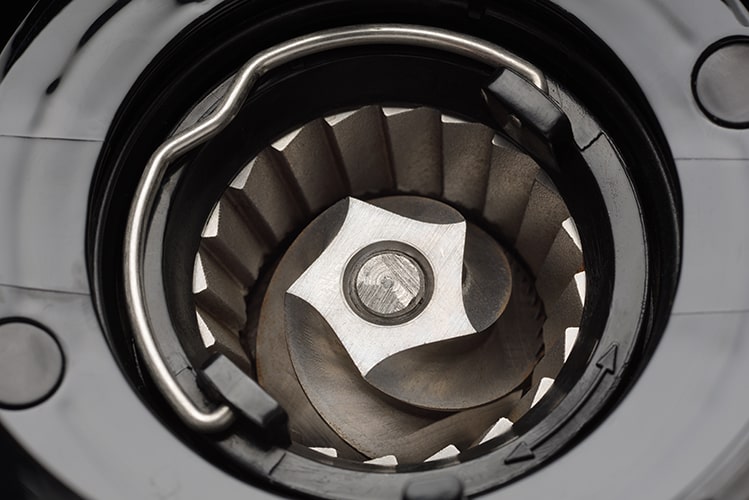 How to Choose a Coffee Grinder — Burr Grinder Mechanism Close-Up View of Burr Grinder Mechanism