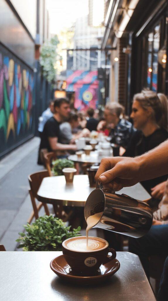 Coffee Capitals of the World — Melbourne’s Vibrant Laneway Café Culture Barista Pouring Milk into Coffee at a Melbourne Laneway Café