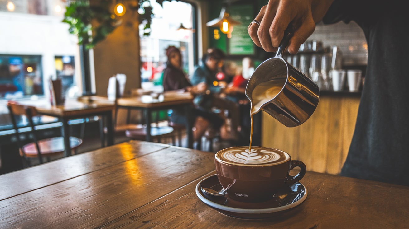 Portland Coffee Culture — Portland Coffee Shop with Barista Making Latte Art