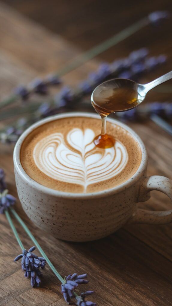 Portland Coffee Culture — Lavender Honey Latte Recipe Lavender Honey Latte with Floral Latte Art