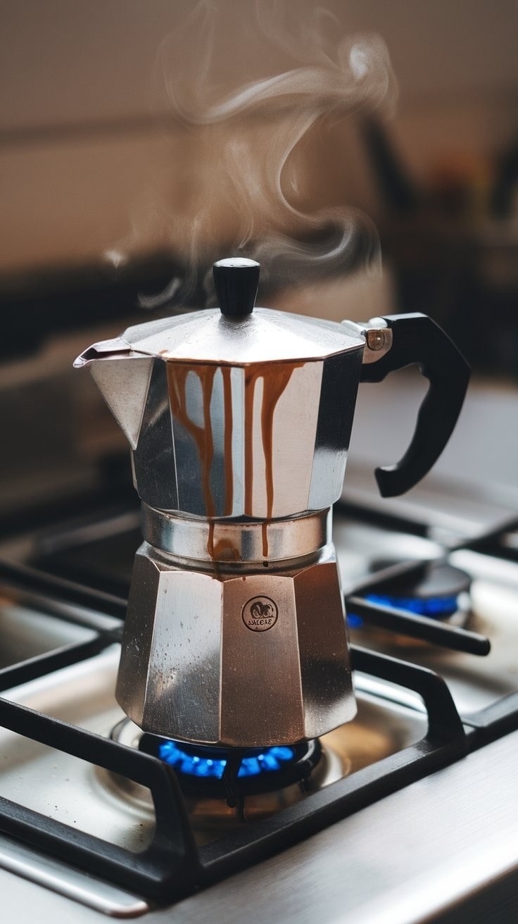 Moka Coffee Pot Overflowing on Stovetop