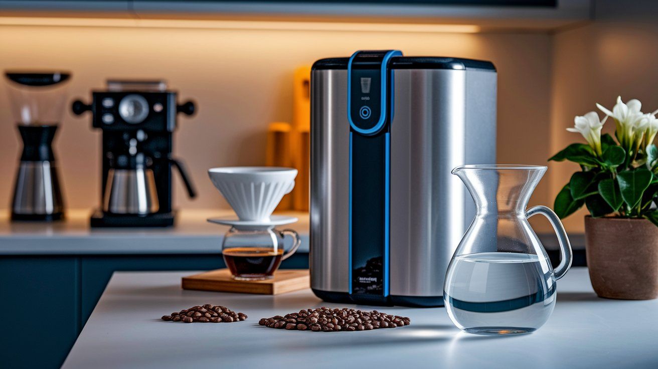 Modern Kitchen Featuring Reverse Osmosis System for Coffee Brewing